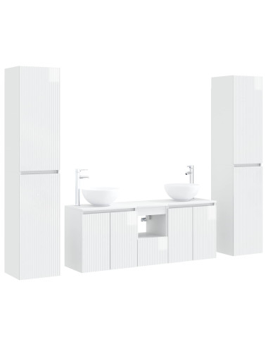 Set di mobili per il bagno 5 pz Bianco Lucido