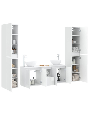 Set di mobili per il bagno 5 pz Bianco Lucido
