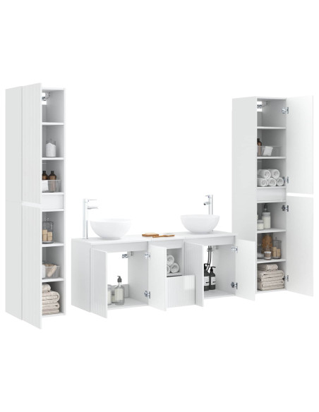 Set di mobili per il bagno 5 pz Bianco Lucido