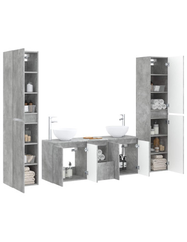 Set di mobili per il bagno 5 pz Grigio Cemento