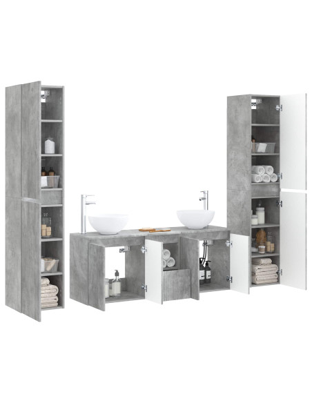 Set di mobili per il bagno 5 pz Grigio Cemento