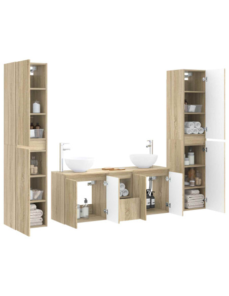 Set di mobili per il bagno 5 pz Rovere Sonoma