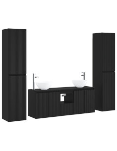 Set di mobili per il bagno 5 pz Nero 33 x 34,5 x 160 cm 2