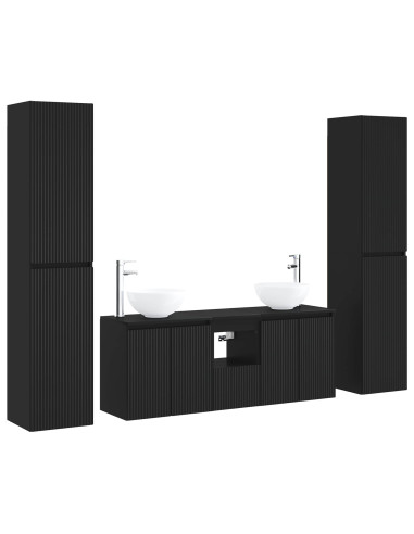 Set di mobili per il bagno 5 pz Nero 33 x 34,5 x 160 cm