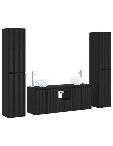 Set di mobili per il bagno 5 pz Nero 33 x 34,5 x 160 cm