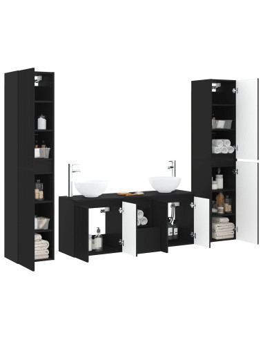 Set di mobili per il bagno 5 pz Nero 33 x 34,5 x 160 cm