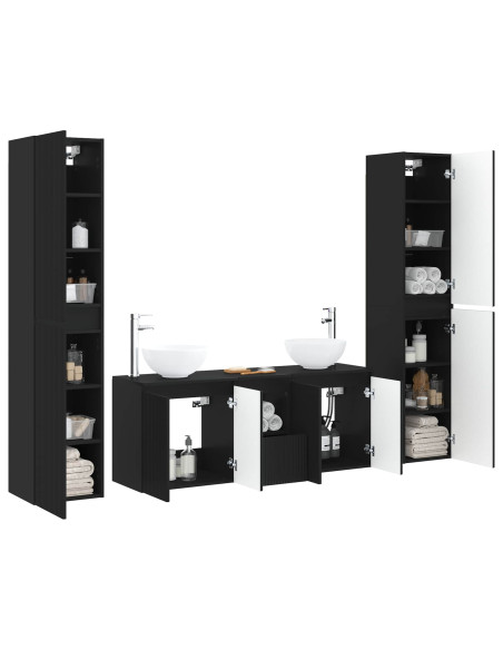 Set di mobili per il bagno 5 pz Nero 33 x 34,5 x 160 cm