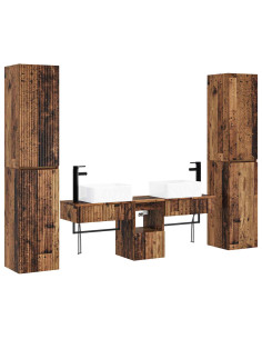 Set di mobili per il bagno 5 pz Legno antico 33 x 34,5 x 160 cm 2