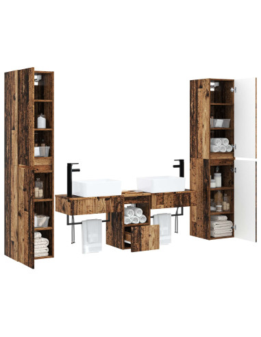 Set di mobili per il bagno 5 pz Legno antico 33 x 34,5 x 160 cm