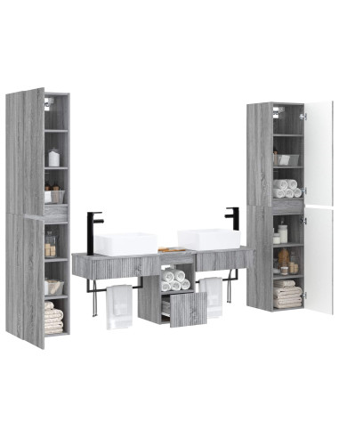 Set di mobili per il bagno 5 pz Sonoma grigio