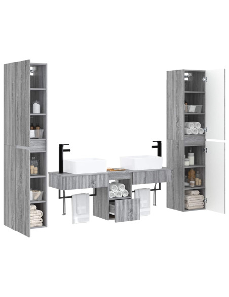 Set di mobili per il bagno 5 pz Sonoma grigio