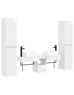 Set di mobili per il bagno 5 pz Bianco Lucido 2