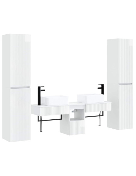 Set di mobili per il bagno 5 pz Bianco Lucido