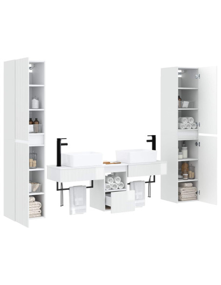 Set di mobili per il bagno 5 pz Bianco Lucido