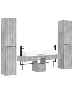 Set di mobili per il bagno 5 pz Grigio Cemento 2