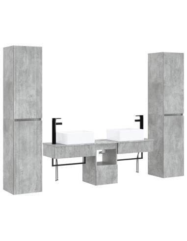 Set di mobili per il bagno 5 pz Grigio Cemento