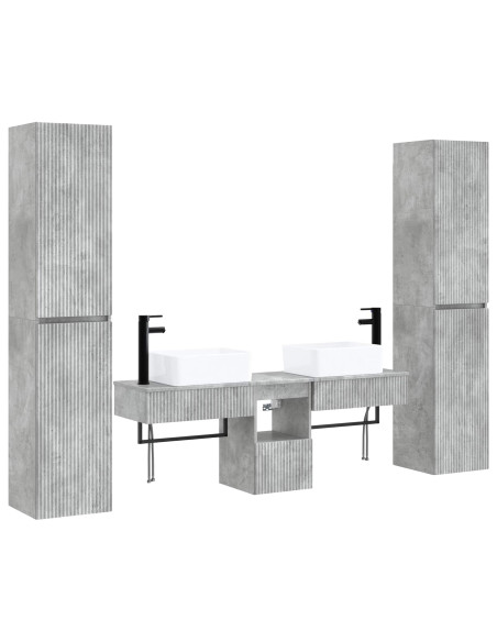 Set di mobili per il bagno 5 pz Grigio Cemento