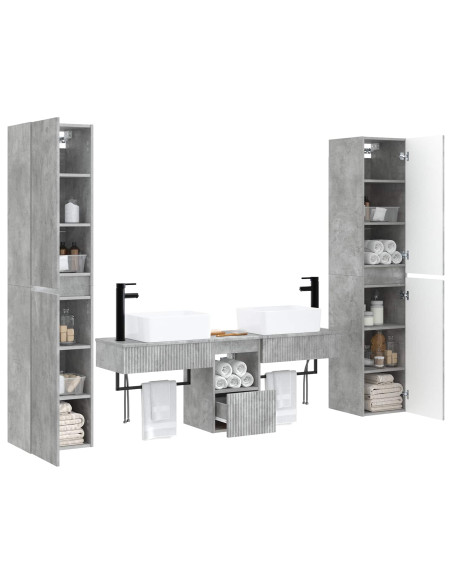 Set di mobili per il bagno 5 pz Grigio Cemento