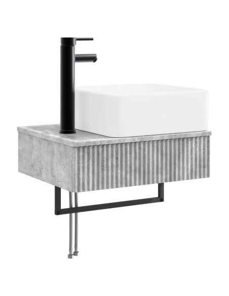 Set di mobili per il bagno 5 pz Grigio Cemento
