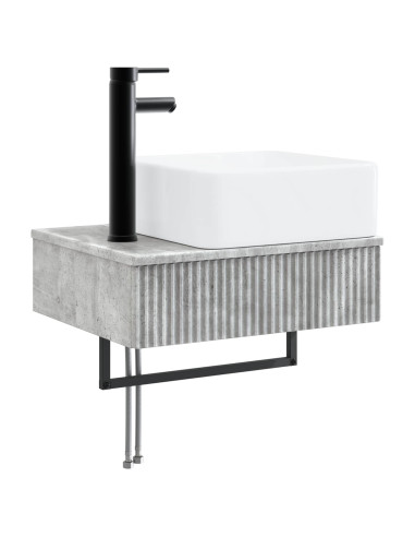 Set di mobili per il bagno 5 pz Grigio Cemento