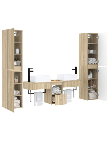Set di mobili per il bagno 5 pz Rovere Sonoma