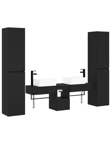 Set di mobili per il bagno 5 pz Nero 33 x 34,5 x 160 cm