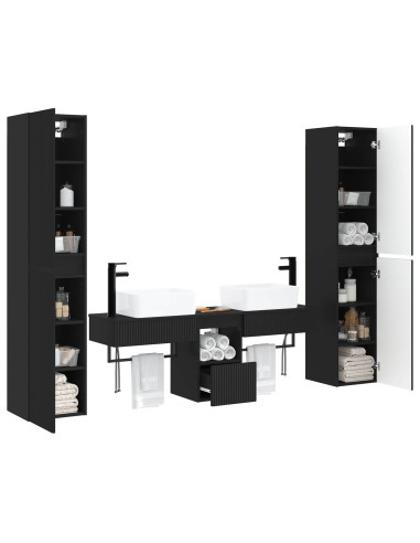 Set di mobili per il bagno 5 pz Nero 33 x 34,5 x 160 cm