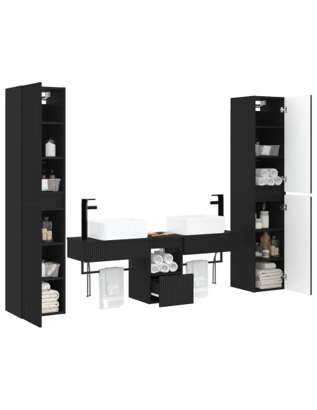 Set di mobili per il bagno 5 pz Nero 33 x 34,5 x 160 cm
