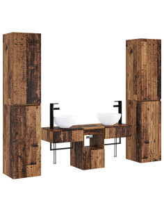 Set di mobili per il bagno 5 pz Legno antico 33 x 34,5 x 160 cm 2