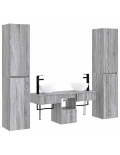 Set di mobili per il bagno 5 pz Sonoma grigio 2