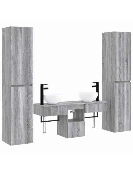 Set di mobili per il bagno 5 pz Sonoma grigio