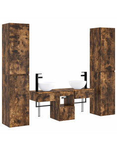 Set di mobili per il bagno 5 pz Rovere Fumo 33 x 34,5 x 160 cm 2