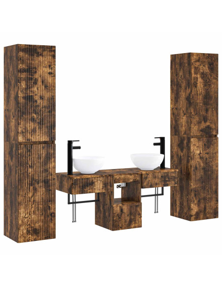 Set di mobili per il bagno 5 pz Rovere Fumo 33 x 34,5 x 160 cm