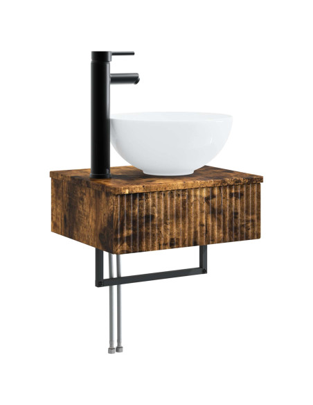 Set di mobili per il bagno 5 pz Rovere Fumo 33 x 34,5 x 160 cm