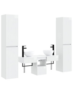 Set di mobili per il bagno 5 pz Bianco Lucido 2