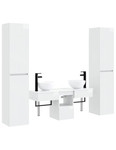 Set di mobili per il bagno 5 pz Bianco Lucido