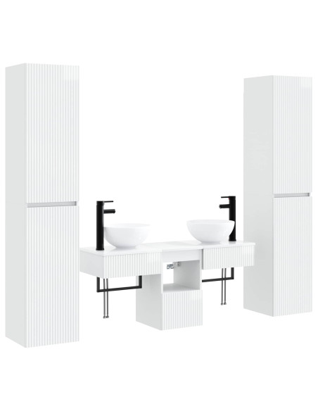 Set di mobili per il bagno 5 pz Bianco Lucido