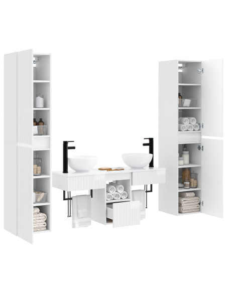 Set di mobili per il bagno 5 pz Bianco Lucido