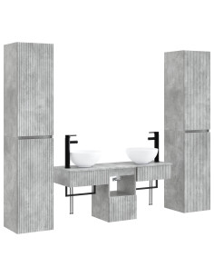 Set di mobili per il bagno 5 pz Grigio Cemento 2