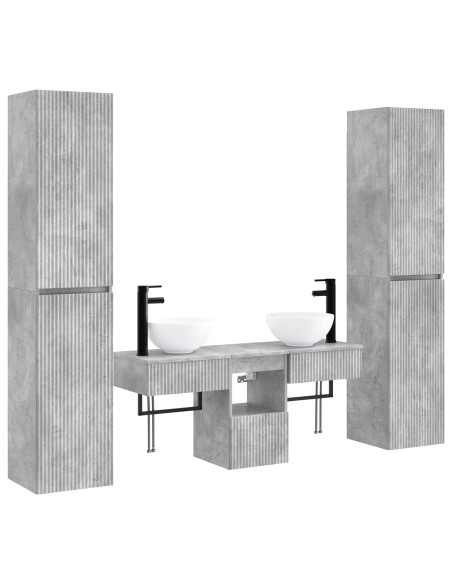 Set di mobili per il bagno 5 pz Grigio Cemento