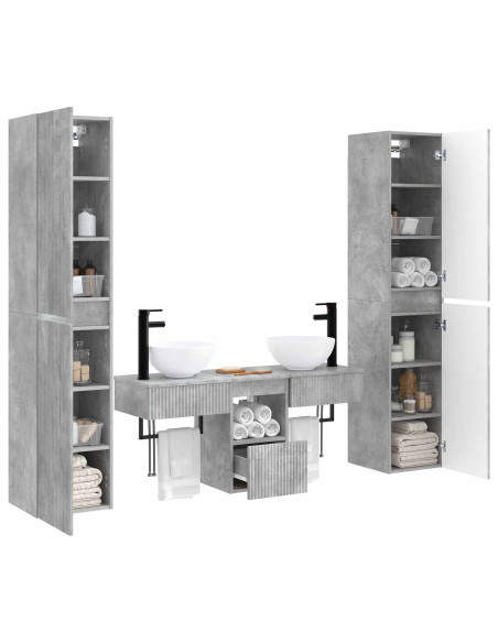 Set di mobili per il bagno 5 pz Grigio Cemento