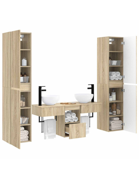 Set di mobili per il bagno 5 pz Rovere Sonoma