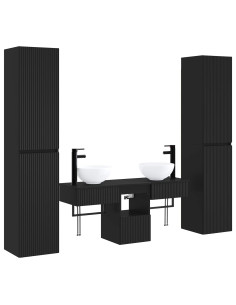 Set di mobili per il bagno 5 pz Nero 33 x 34,5 x 160 cm 2