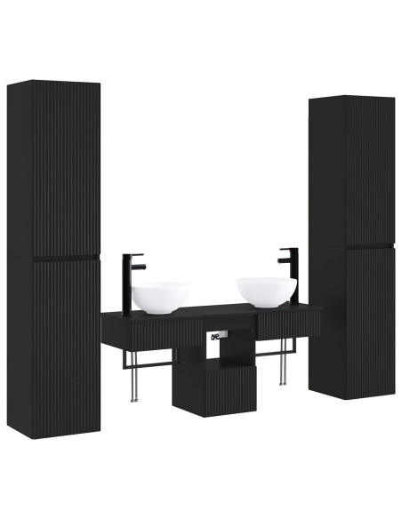 Set di mobili per il bagno 5 pz Nero 33 x 34,5 x 160 cm