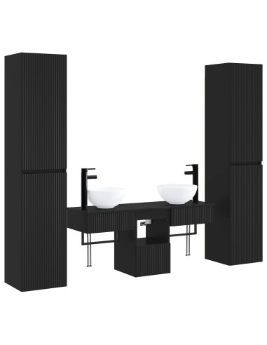 Set di mobili per il bagno 5 pz Nero 33 x 34,5 x 160 cm