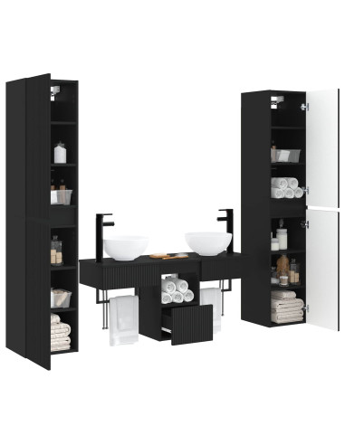 Set di mobili per il bagno 5 pz Nero 33 x 34,5 x 160 cm