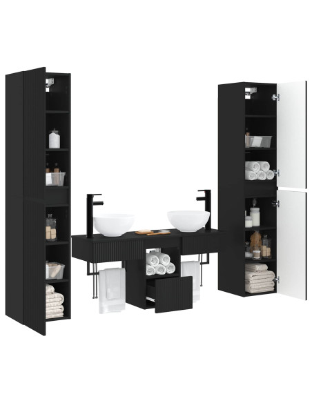 Set di mobili per il bagno 5 pz Nero 33 x 34,5 x 160 cm