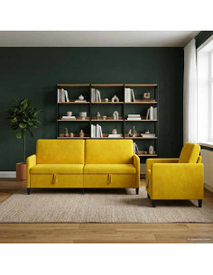 Set di Divani con Storage 2 pz Giallo Poliestere