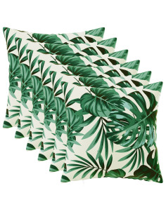 Federa 6 pcs HEERLEN Motivo a Foglie 40 x 40 cm Poliestere