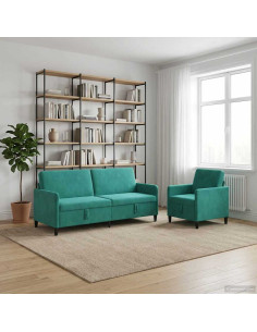 Set di Divani con Storage 2 pz Turchese Poliestere